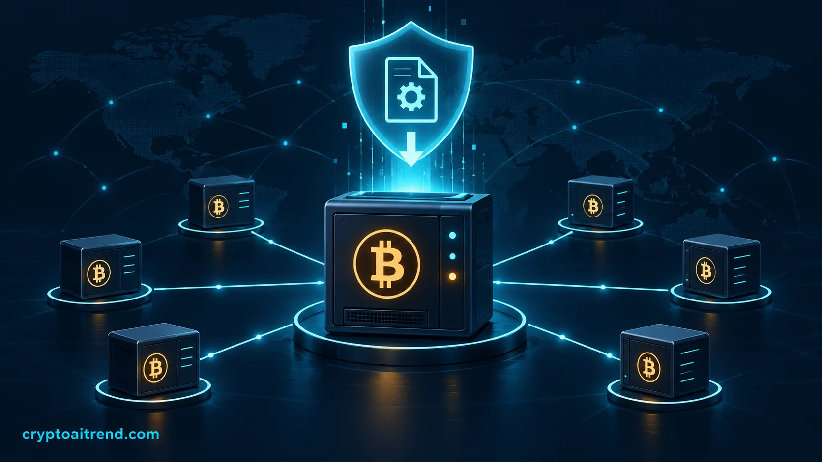 A Bitcoin full node receiving a secure software update while maintaining network connections