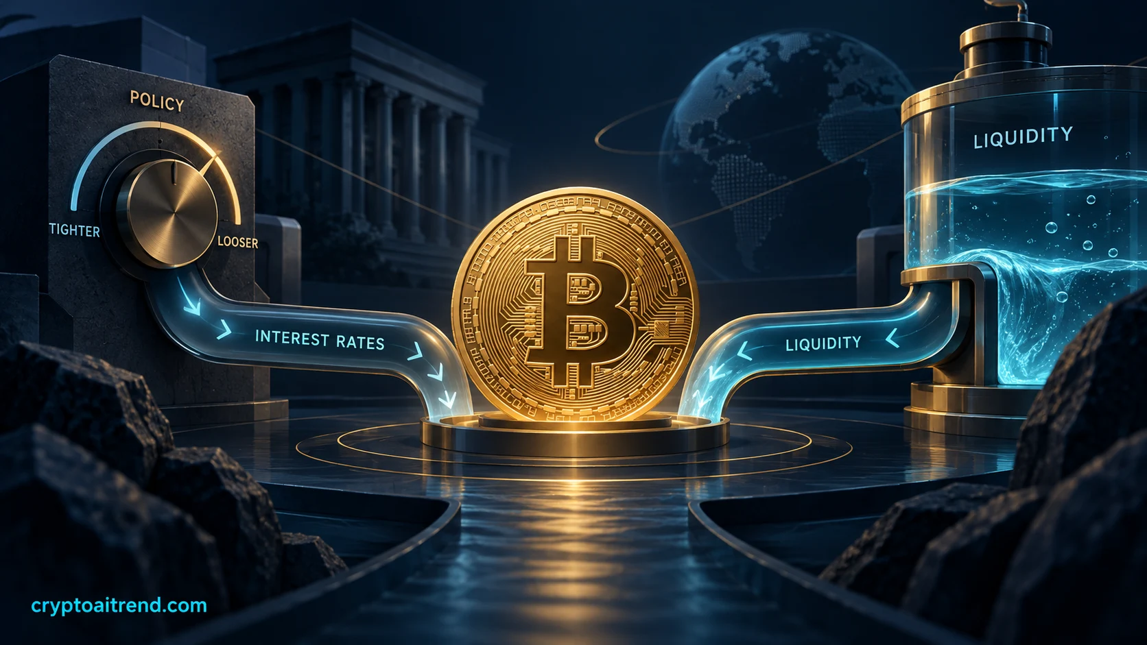 Interest-rate and liquidity channels surrounding a Bitcoin market research panel