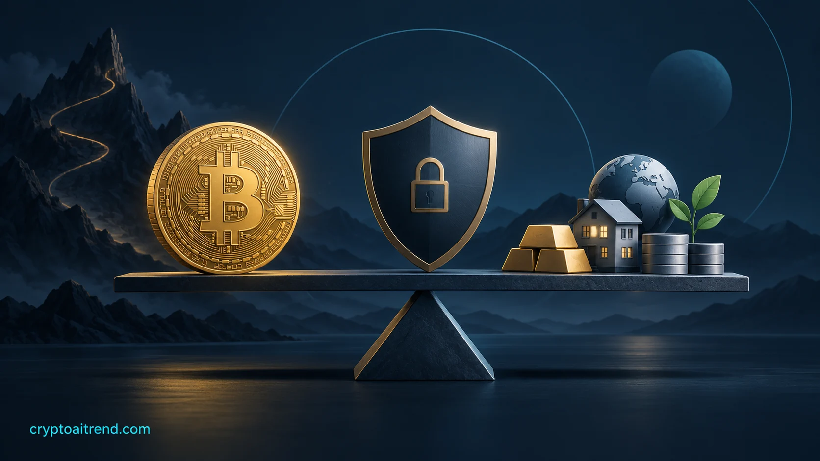 Bitcoin investment research balanced between potential outcomes and a risk shield